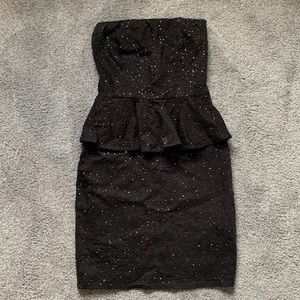 Zara Black Mini Sparkle Peplum Dress